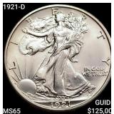 1921-D Walking Liberty Half Dollar GEM BU