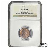 1921 Wheat Cent NGC MS63 RB