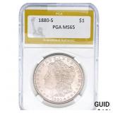 1880-S Morgan Silver Dollar PGA MS65