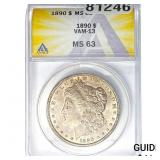 1890 Morgan Silver Dollar ANACS MS63
