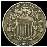 1881 Shield Nickel LIGHTLY CIRCULATED