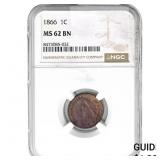 1866 Indian Head Cent NGC MS62 BN