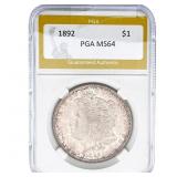 1892 Morgan Silver Dollar PCG MS64
