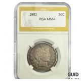 1901 Barber Half Dollar PGA MS64