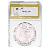 1881-O Morgan Silver Dollar PGA MS64