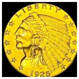 1925 Indian Head Gold $2.50 Quarter Eagle CLOSELY