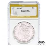1881-O Morgan Silver Dollar PGA MS64