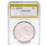 1934-D Silver Peace Dollar PGA MS65
