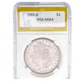 1902-O Morgan Silver Dollar PGA MS64