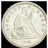 1862 Seated Liberty Quarter CLOSELY UNCIRCULATED