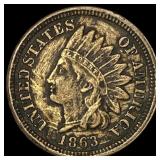1863 Copper-Nickel Indian Head Cent NEARLY UNCIRCU