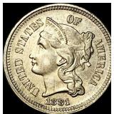 1881 Nickel Three-Cent Piece CHOICE AU