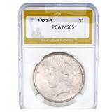 1927-S Silver Peace Dollar PGA MS65