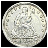 1854 Arrows Silver Quarter Dollar CLOSELY UNCIRCUL