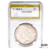 1925-S Silver Peace Dollar PGA MS65