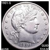 1901-S Barber Half Dollar CHOICE AU