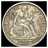 1887-S Silver Seated Liberty Dime CLOSELY UNCIRCUL