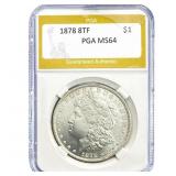 1878 8TF Morgan Silver Dollar PGA MS64