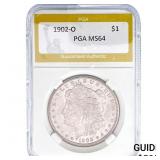 1902-O Morgan Silver Dollar PGA MS64