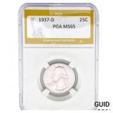 1937-D Washington Silver Quarter PGA MS65