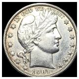 1901-S Silver Half Dollar (Barber) CLOSELY UNCIRCU