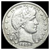 1909 Barber Silver Quarter ABOUT UNCIRCULATED