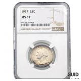 1937 Washington Silver Quarter NGC MS67