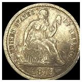 1876-CC Silver Seated Liberty Dime NEARLY UNCIRCUL