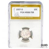 1937-D Mercury Silver Dime PGA MS66 FSB