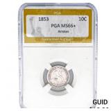 1853 Seated Liberty Dime PGA MS66+ Arrows