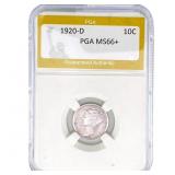 1920-D Mercury Silver Dime PGA MS66+