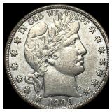 1909-S Silver Barber Half Dollar CLOSELY UNCIRCULA