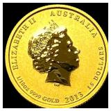 2013-P Australia 1/10 oz Gold $15 War Memorial GEM