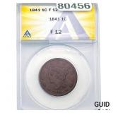 1841 Braided Hair Large Cent ANACS F12