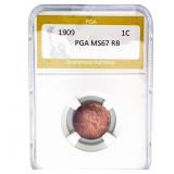 1909 Wheat Cent PGA MS67 RB