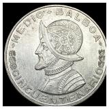 1953 Panama Silver Half Balboa UNCIRCULATED