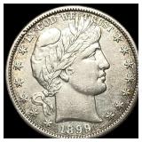 1899-S Silver Half Dollar Barber CLOSELY UNCIRCULA