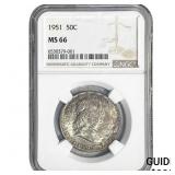 1951 Franklin Half Dollar NGC MS66