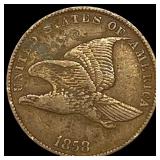 1858 Copper-Nickel Flying Eagle Cent NEARLY UNCIRC