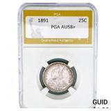 1891 Seated Liberty Quarter PGA AU58+