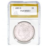 1881-S Morgan Silver Dollar PGA MS65+