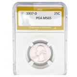 1937-D Washington Silver Quarter PGA MS65