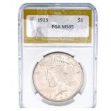 1923 Silver Peace Dollar PGA MS65