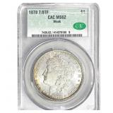 1878 7/8TF Morgan Silver Dollar CAC MS62 Weak