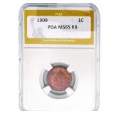 1909 Indian Head Cent PGA MS65 RB