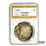 1921 Silver Peace Dollar PGA MS64 High Relief
