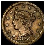 1853 Braided Hair Large Cent CLOSELY UNCIRCULATED