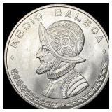 1961 Panama Silver Half Balboa UNCIRCULATED