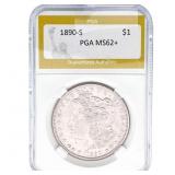 1890-S Morgan Silver Dollar PGA MS62+