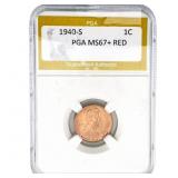 1940-S Wheat Cent PGA MS67+ RED